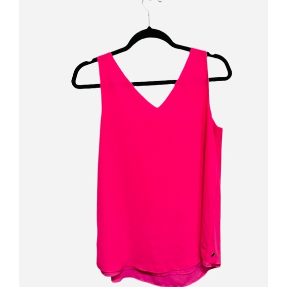 Lilly Pulitzer Hot Pink VNeck Tank Top Size Small Lined Beach Resort Preppy - Picture 2 of 5